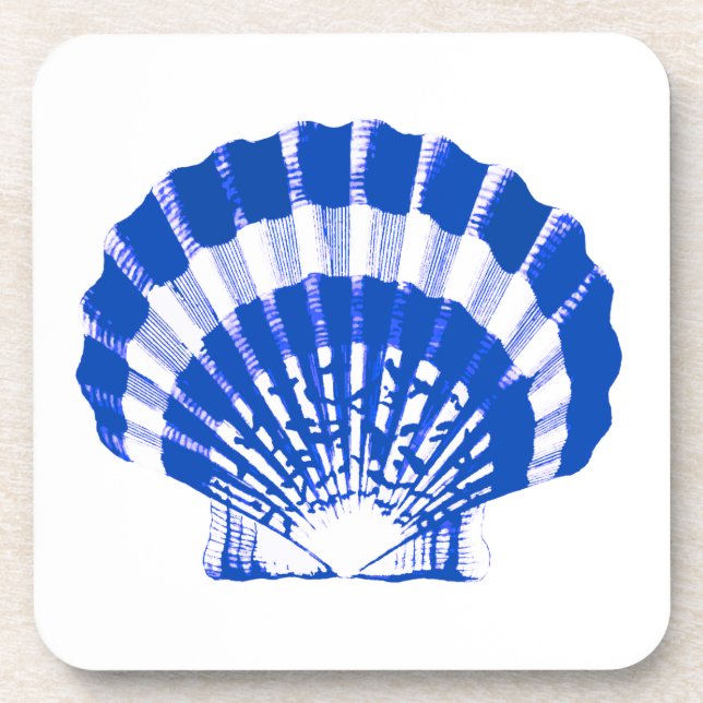 Dessous-de-verre Coquillage - bleu cobalt et blanc (Devant)
