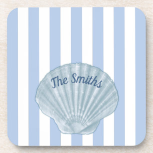Dessous-de-verre Coquillage bleu et rayures