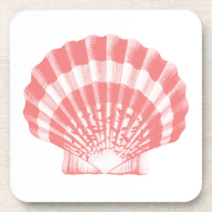 Dessous-de-verre Coquillage - corail rose et blanc