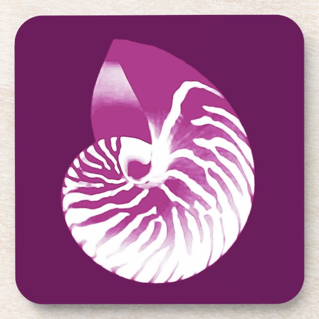 Dessous-de-verre Coquille de Nautilus - aubergine violet et blanc (Devant)