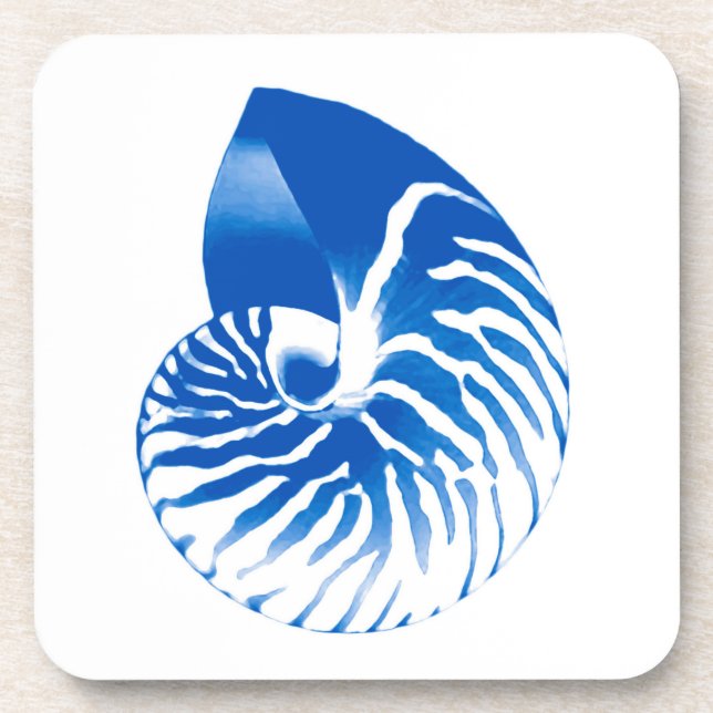 Dessous-de-verre Coquille de Nautilus - bleu cobalt et blanc (Devant)