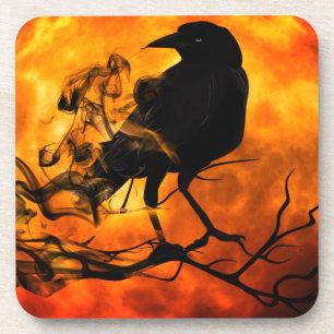 Dessous-de-verre Corbeau nocturne d'Halloween