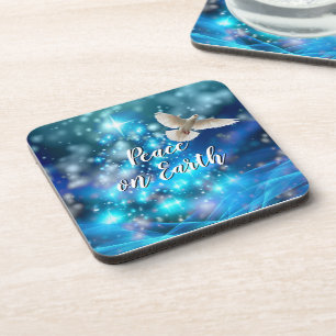 Dessous-de-verre Correspondance Blue Dove Peace Christmas cork dur 