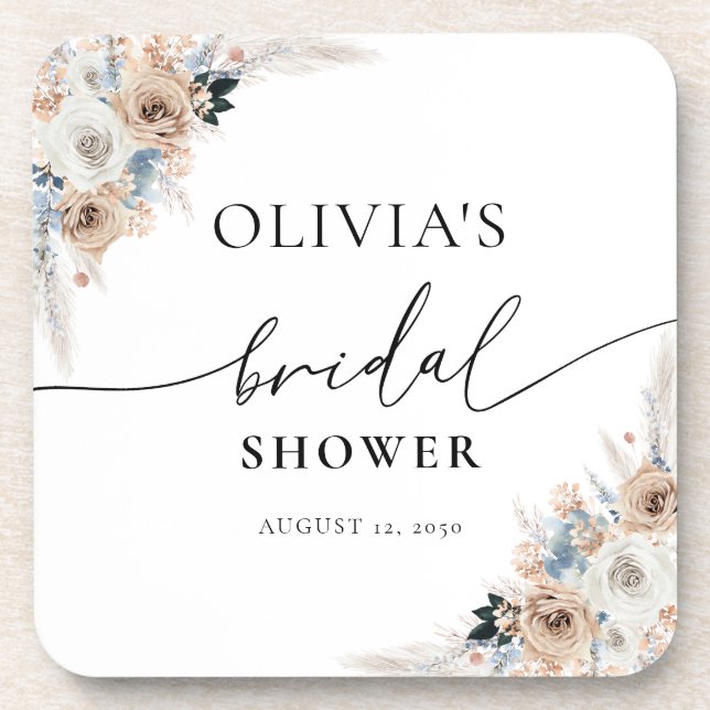 Dessous-de-verre Côte d'Ivoire et Boho bleu Floral (Devant)