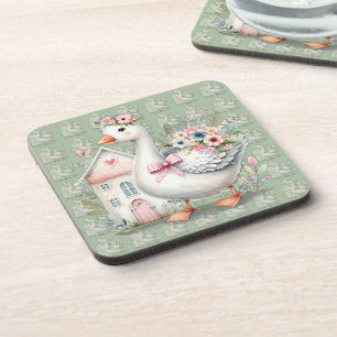 Dessous-de-verre Cottage Goose Floral House Scène