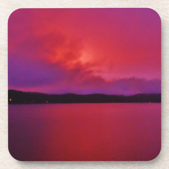 Dessous-de-verre Coucher de soleil rose vif sur le lac Arrowhead (Devant)