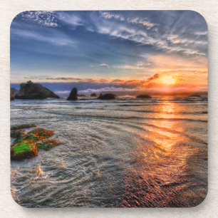 Dessous-de-verre Coucher de soleil sur la baie de mer de Majestic I