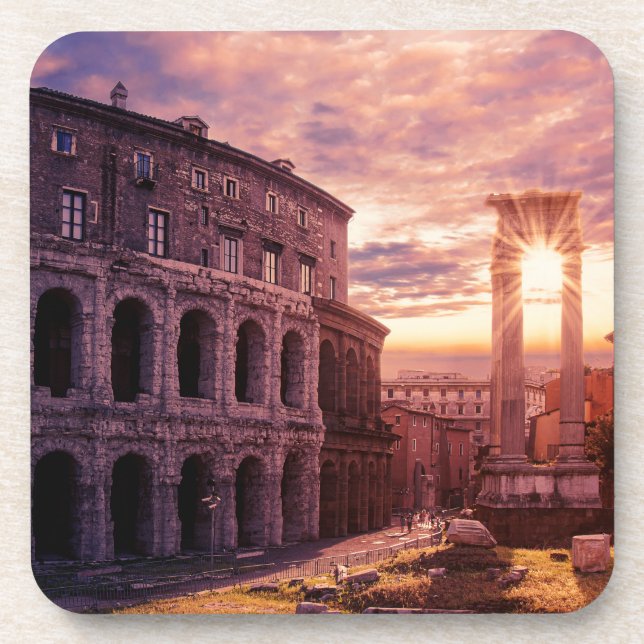 Dessous-de-verre Coucher de soleil sur le Colisée de Rome à Rome (Devant)