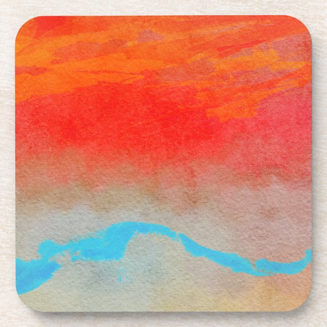 Dessous-de-verre Coucher de soleil sur l'océan Abstrait (Devant)