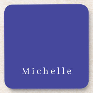 Dessous-de-verre Couleur Bleue Profonde Moderne Minimaliste de Nom 