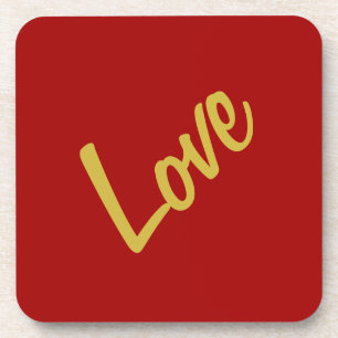 Dessous-de-verre Couleurs rouge or rouge écarlate Love Mariage Call