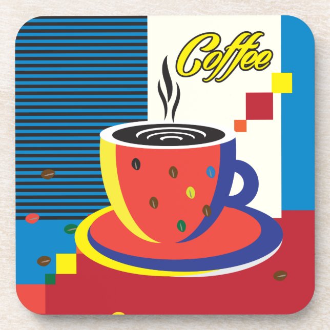 Dessous-de-verre Coupe de café Abstraite" Pop Art tendance RETRO él (Devant)