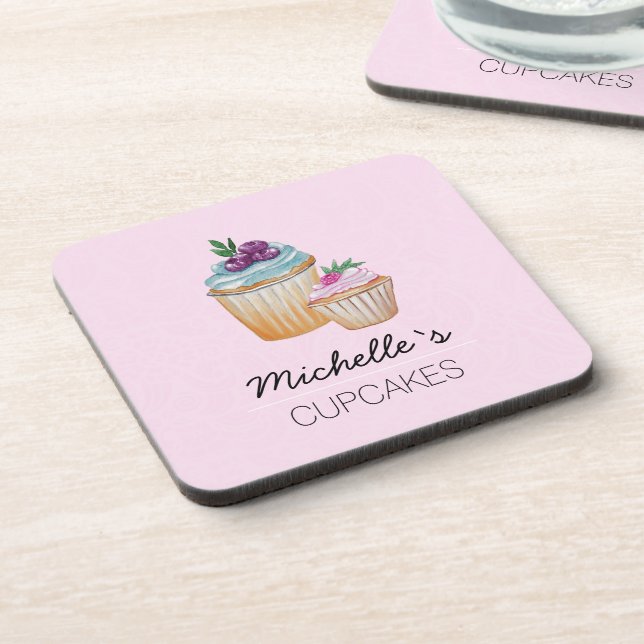 Dessous-de-verre Coupe Rose Gâteaux Et Fruits Aquarelle (Côté gauche)