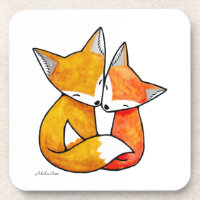 Couple de renards se câlinant, aquarelle originale