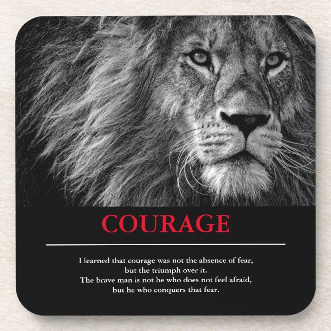 Dessous-de-verre Courage Lion Motivationnel Inspiration (Devant)