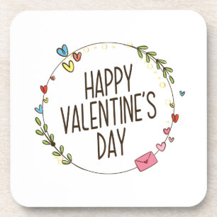 Dessous-de-verre Courbe Heureuse Sainte-Valentin simple   DESSOUS D