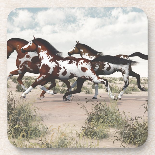 Dessous-de-verre Courez comme le vent - Galloping Paint Horses (Devant)
