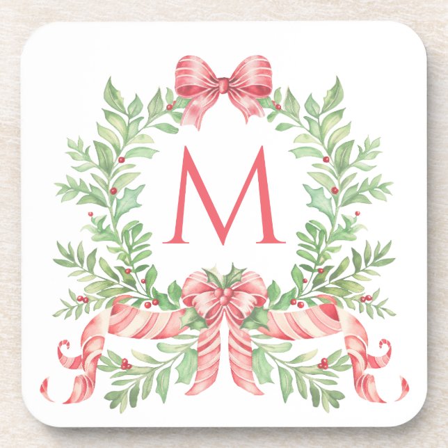 Dessous-de-verre Couronne de Noël Monogramme (Devant)