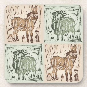 Dessous-de-verre Couverture imprimée en bloc mouton âne - animaux d
