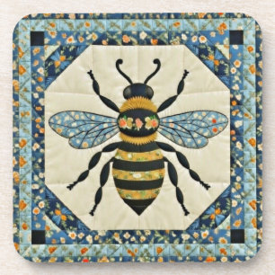 Dessous-de-verre Couvre-lit abeille bleue bordure