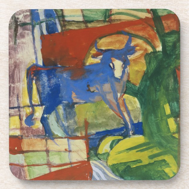 Dessous-de-verre Cow bleue, 1914 (tempera sur le papier) (Devant)