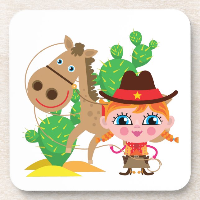 Dessous-de-verre Cow-girl et cheval (Devant)