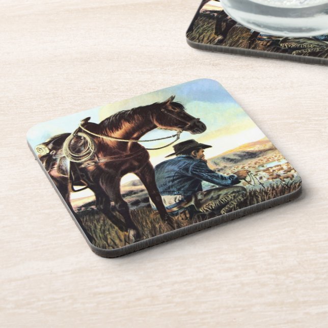 Dessous-de-verre Cowboy priant le chapelet (Côté gauche)