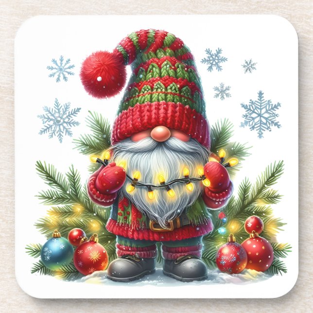 Dessous-de-verre Cozy Christmas Gnome Art – Festive Holiday (Devant)