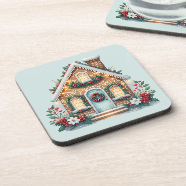 Dessous-de-verre Cozy Gingerbread House Holiday Illustration (Côté gauche)