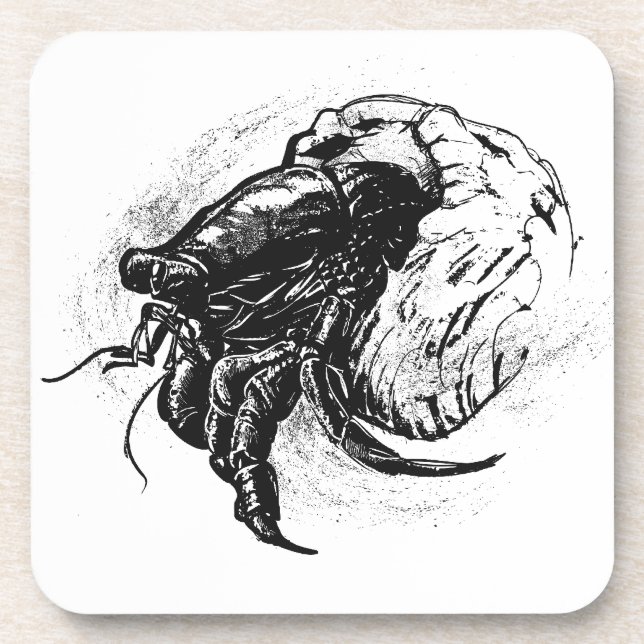 Dessous-de-verre Crabe d'Hermite en noir (Devant)