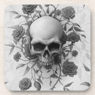 Dessous-de-verre Crâne Rose gothique foncé