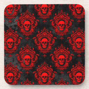 Dessous-de-verre Crâne rouge et noir gothique