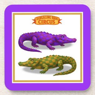 Dessous-de-verre Crawford, crocodile de cirque peint