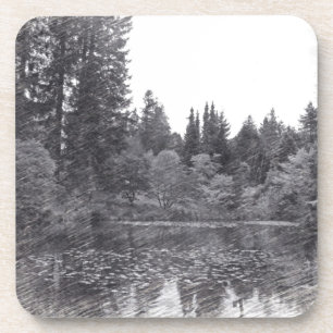 Dessous-de-verre crayon croquis jardin botanique, arbres, buissons