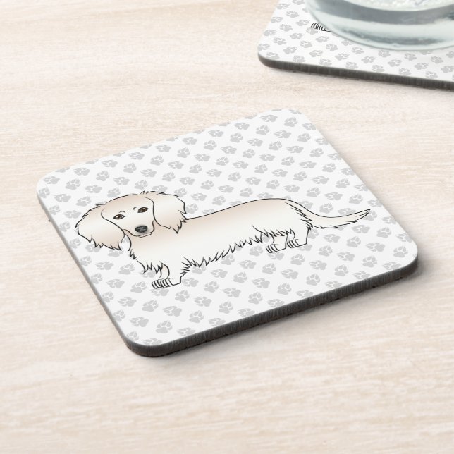 Dessous-de-verre Cream Long Cheveux Dachshund mignonette Cartoon Ch (Côté gauche)