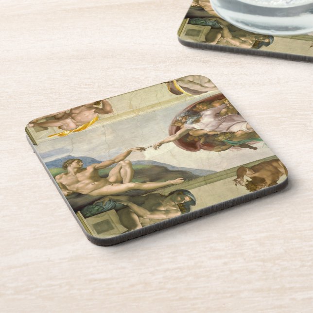 Dessous-de-verre Création de l'homme par Michel-Ange (Création d'Ad (Côté gauche)