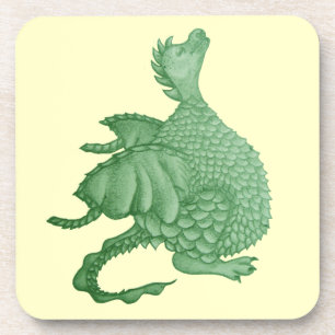Dessous-de-verre créature imaginaire mythique dragon vert mignon