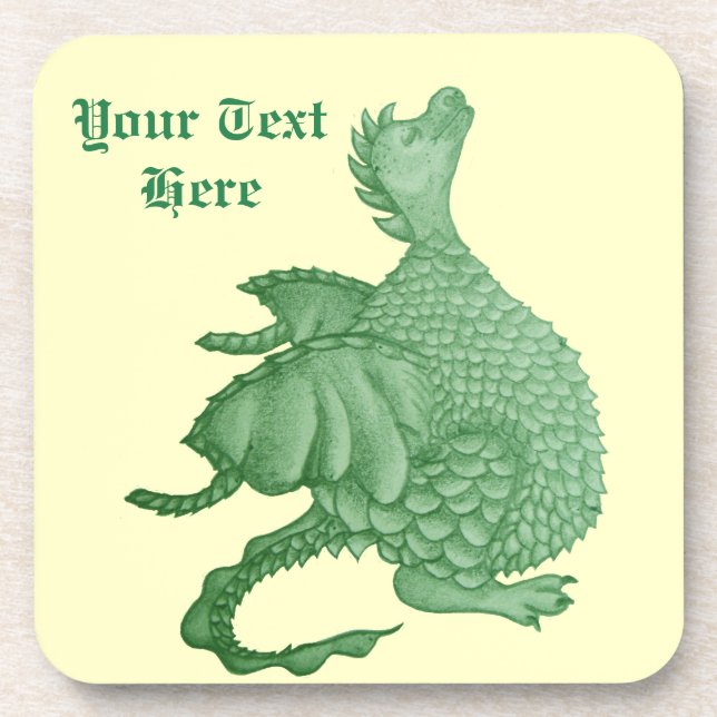 Dessous-de-verre créature imaginaire mythique dragon vert mignon (Devant)
