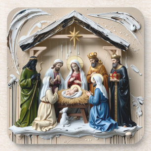 Dessous-de-verre crèche, arbre mages Bethléem