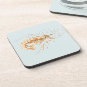 Dessous-de-verre Crevette ou Prawn, Vie marine océanique vintage An