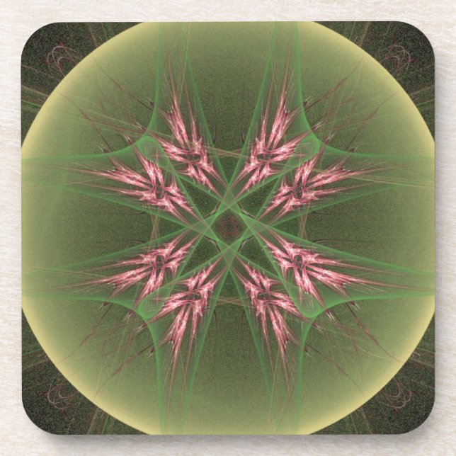 Dessous-de-verre Cristaux rose cool en orbe verte (Devant)