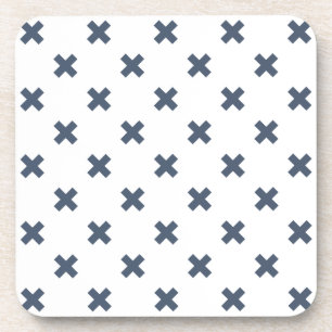 Dessous-de-verre Crochets bleu-gris sur blanc
