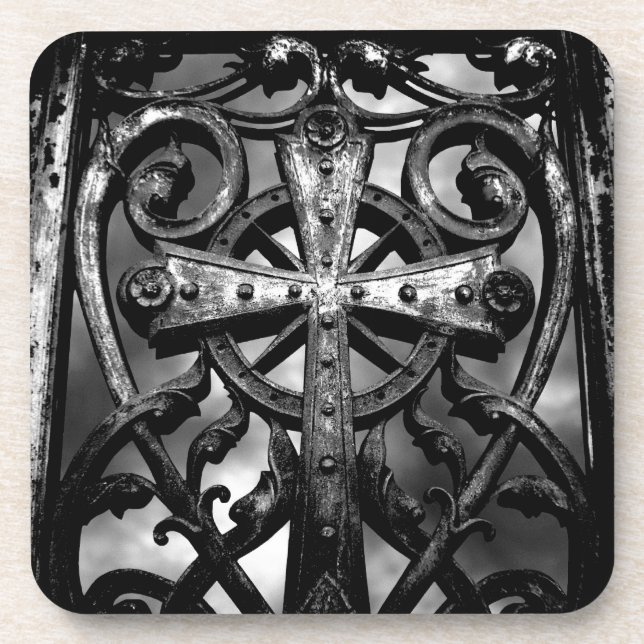 Dessous-de-verre Croix celtique gothique victorienne en fer forgé (Devant)
