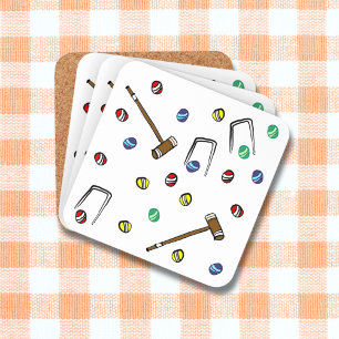 Dessous-de-verre Croquet Mallets Wickets Jeu De Pelouse Illustré À 