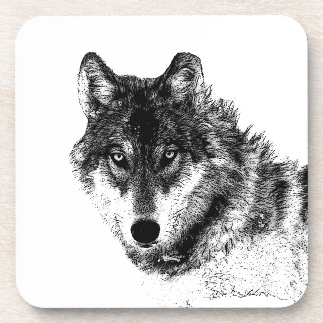 Dessous-de-verre Croquis de loup gris (Devant)