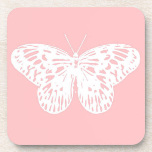 Dessous-de-verre Croquis papillon, rose coquille et blanc