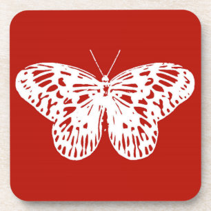 Dessous-de-verre Croquis papillon, rouge et blanc foncé
