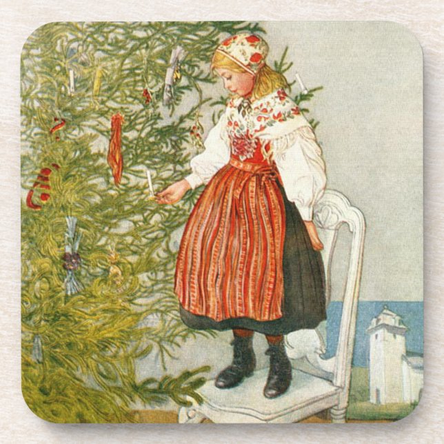Dessous-de-verre Cru de confettis d'arbre de Noël de Carl Larsson (Devant)