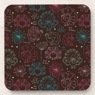 Dessous-de-verre cru de papier peint de l'Inde de fleur de paon