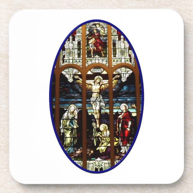 Dessous-de-verre Crucifixion de fenêtre en verre teinté de Jésus (Devant)